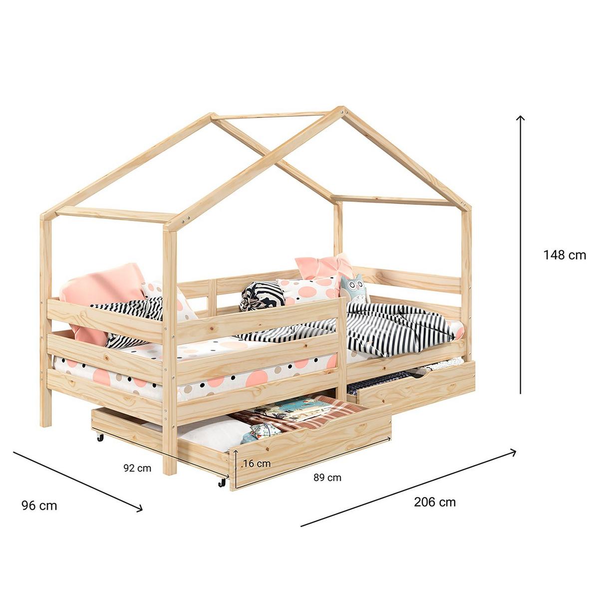HAUSBETT ENA 90X200 CM - Naturfarben, Holz (96/148/206cm) - IDIMEX