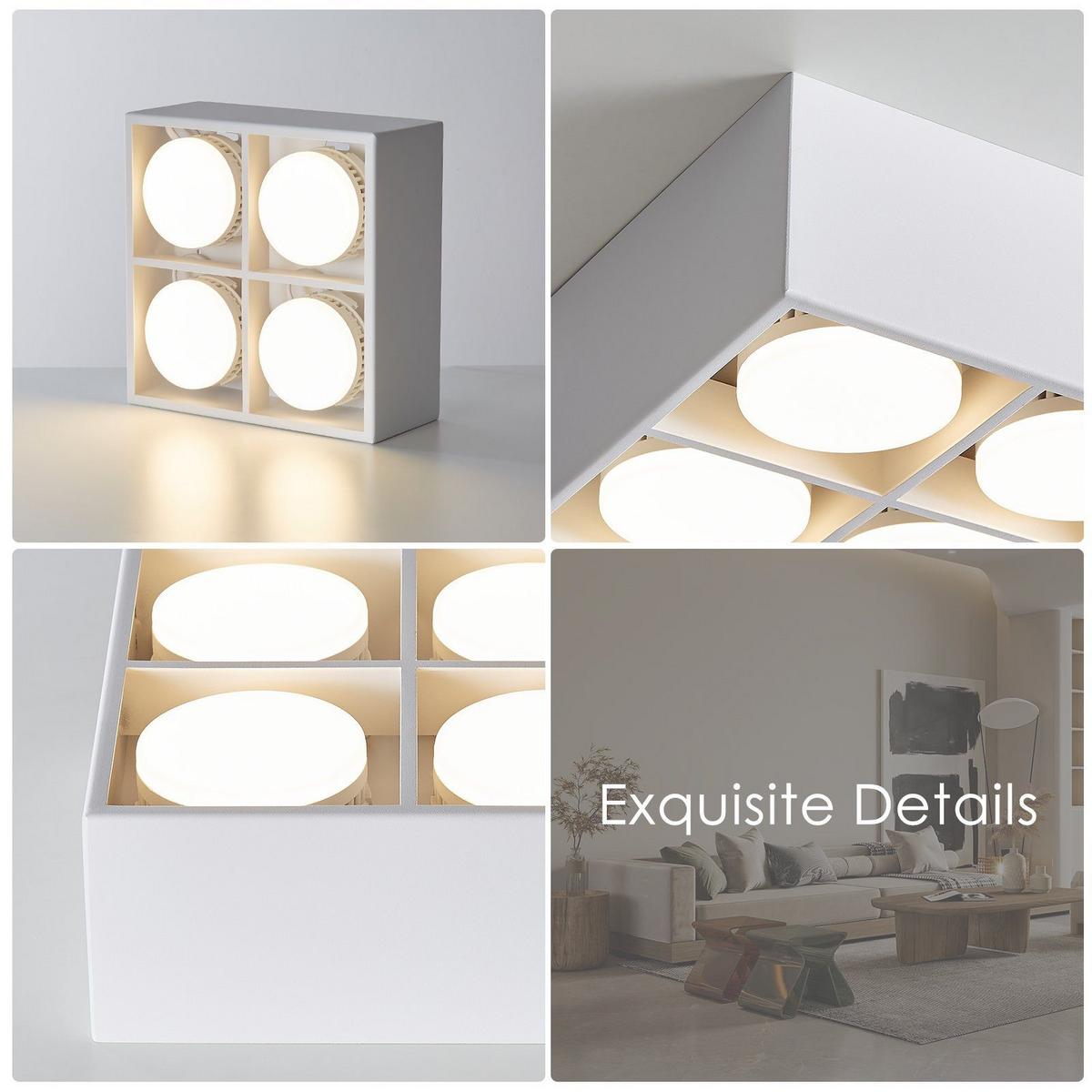 LED-DECKENLEUCHTE Harmonie 4-flammig 20/20/9 cm - Weiß, Metall (20/20/9cm) - Nettlife