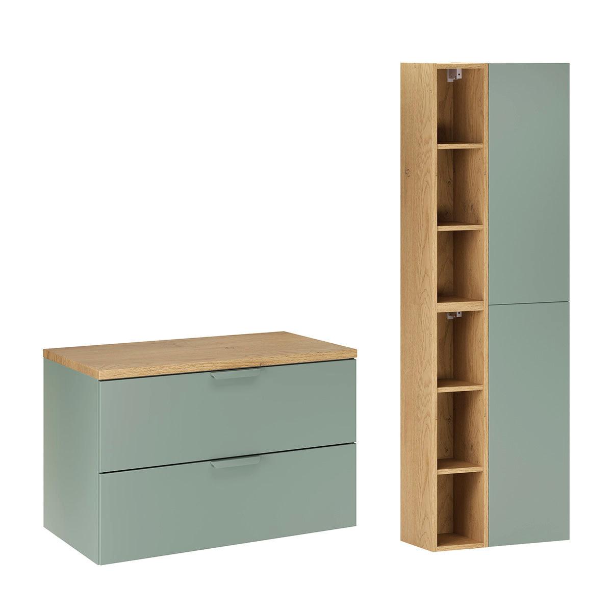 BADMÖBEL 80.6cm Oria 2er-Set Grün - Grün, Holzwerkstoff (80.6/50/46.5cm) - Petits-meubles