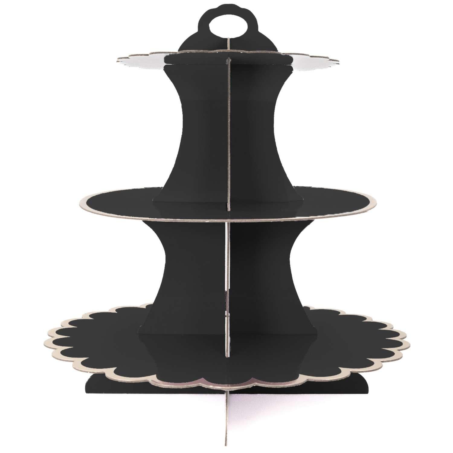TORTENSTÄNDER aus Karton - Schwarz, Kunststoff (30/33/30cm) - Intirilife