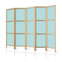 PARAVENT Japanischer 5-tlg 225x172 cm Flugzeuge - Blau, Holz/Textil (225/172/3cm) - Muralo