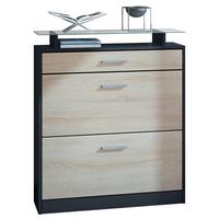 SCHUHSCHRANK Loret Front in Eiche sägerau - Eiche San Remo, Holzwerkstoff (89/104/23cm) - Vladon