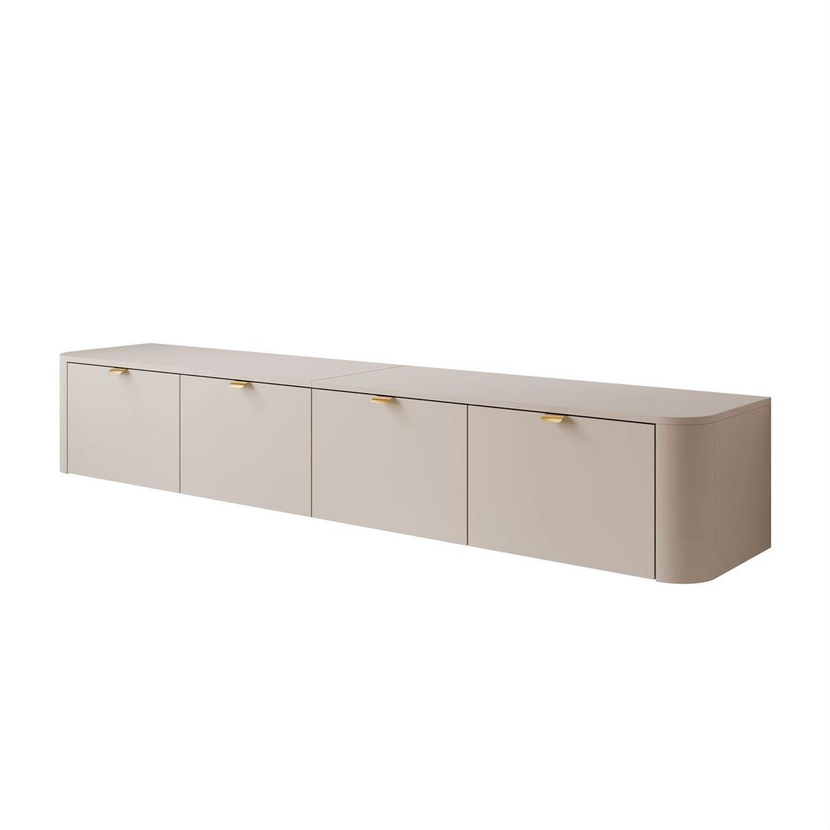 TV-HÄNGESCHRANK CELESTE mit LED-Beleuchtung, Golden Griffe - Kaschmir, Holzwerkstoff (200/33.5/40cm) - Lookway