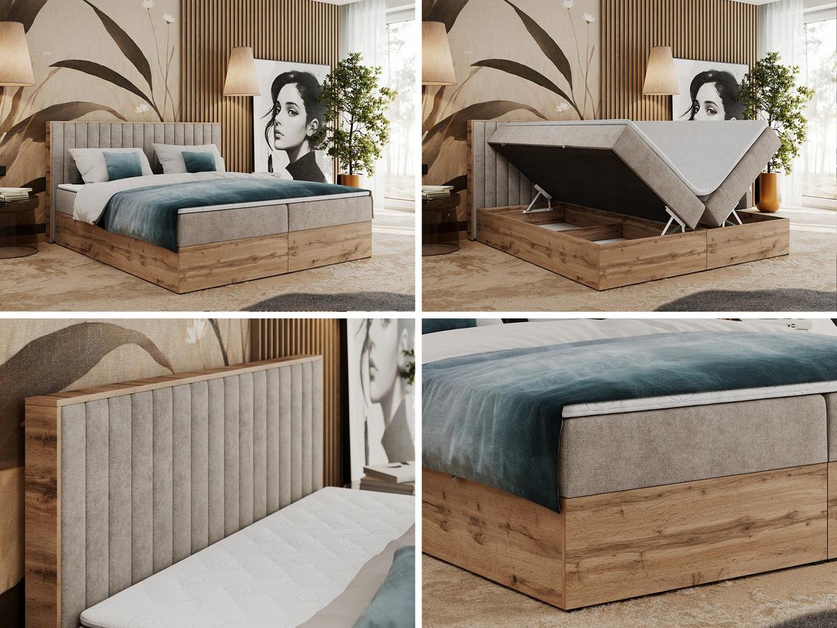 BOXBETT ALBERO 4 - 120/200 Beige Struktur - H4 - Beige, Holz/Textil (120/200cm) - MKS