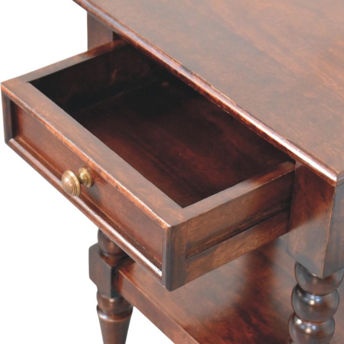 NACHTKASTEN Vienna, 1 Schublade und Offenes Regal, Dunkelbraun - Dunkelbraun/Messingfarben, Holz/Metall (45/60/35cm) - Artisan Furniture