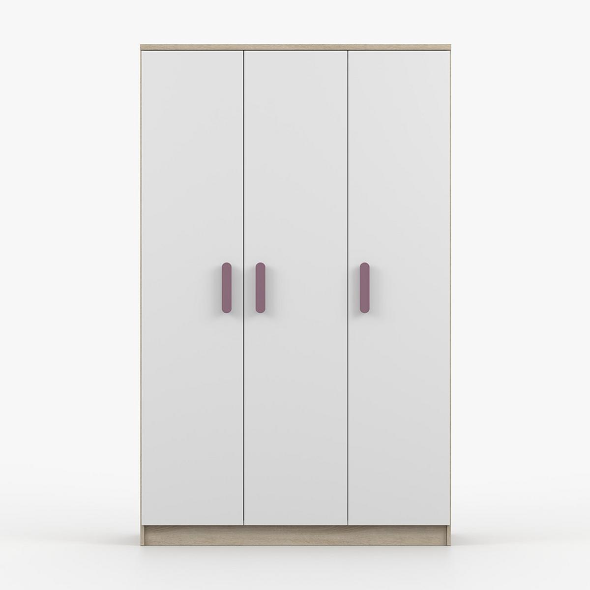 KLEIDERSCHRANK Jonas III 2D 19, 120/192/50, 3-türig, Sonoma-Eiche - Violett/Sonoma Eiche, Holzwerkstoff (120/194/50cm) - imoebel24