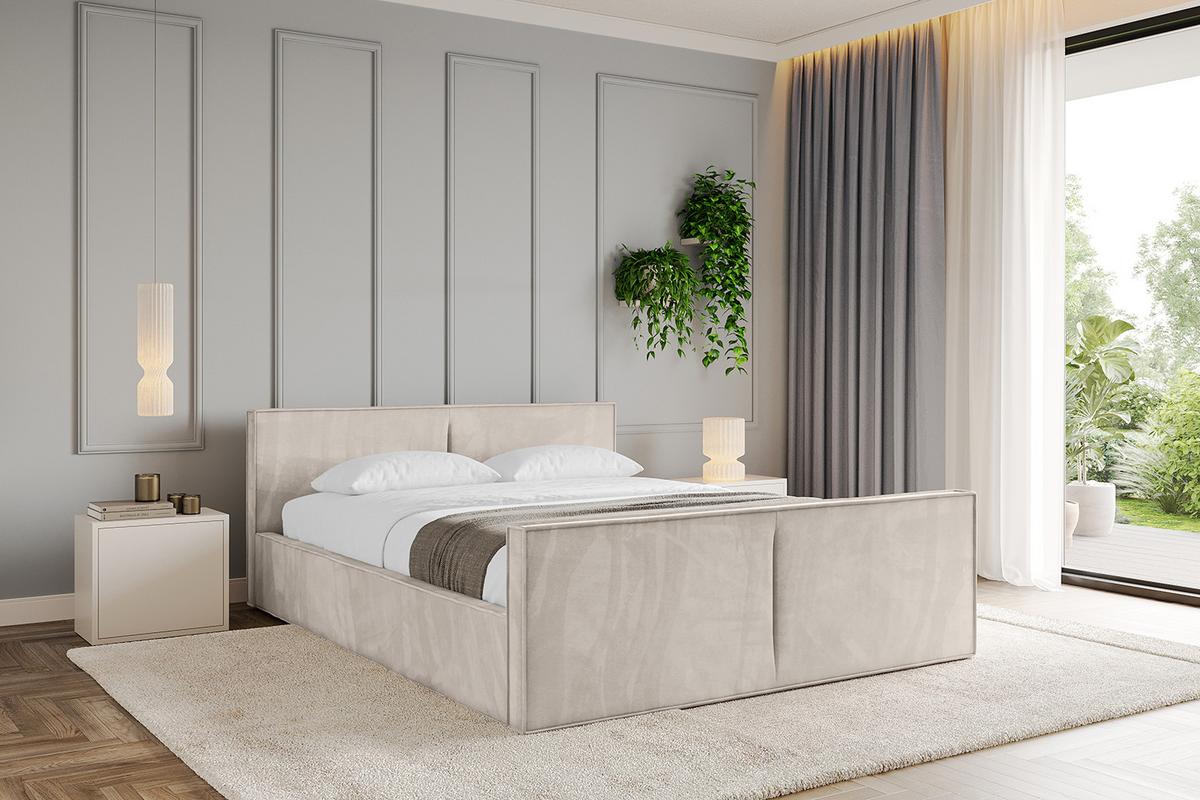 POLSTERBETT mit Bettkasten, Fußteil und Lattenrost, Boxbett mit Matratze H3/H4 - EMMI-Z-V1 180x200 Beige - Beige, Holzwerkstoff/Textil (180/200cm) - ALTDECOR