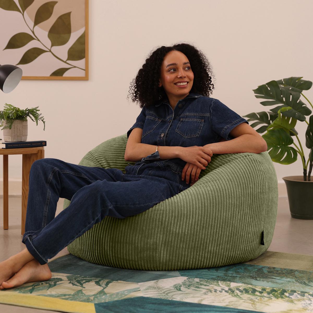 SITZSACK Klassisch Sessel aus Cord 2-tlg. - Salbeigrün, Textil (85/50/85cm) - icon
