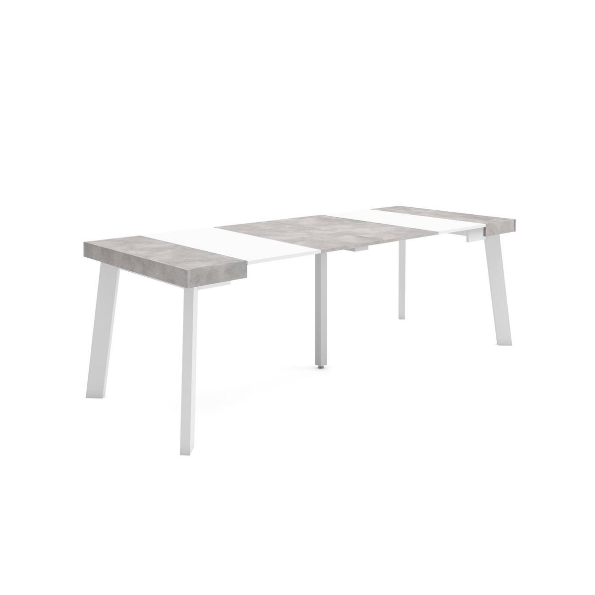 KONSOLENTISCH ausziehbar 58 bis 222cm, für 10 Gäste, weiß zementgrau, 90/58/73cm - Weiß/Grau, Holzwerkstoff (90/222/73cm) - Skraut Home