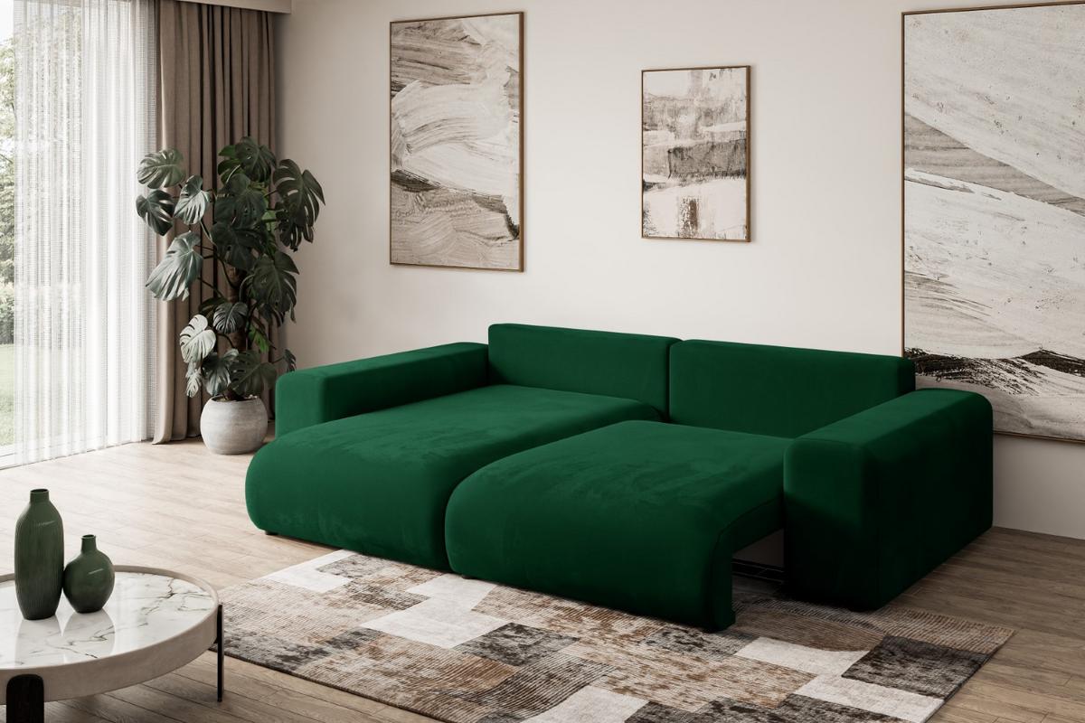 ECKSOFA Ottomane links ESKAR-L 266x176x72 Dunkelgrün Cord - Dunkelgrün/Schwarz, Holzwerkstoff/Kunststoff (266/176cm) - ALTDECOR