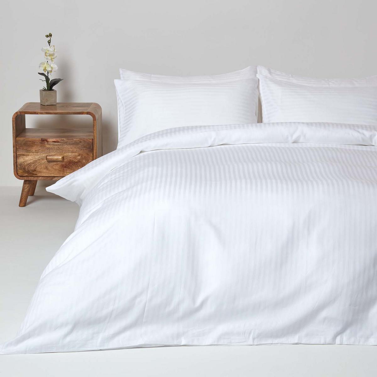 BETTWÄSCHE Damast Fadendichte 330 - Weiß, Textil (135/200cm) - Homescapes