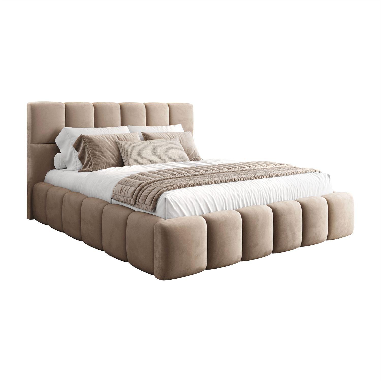 POLSTERBETT VENEZIA mit Bettkasten 140x200, Royal Velvet 170 - Beige, Textil (140/200cm) - Lookway