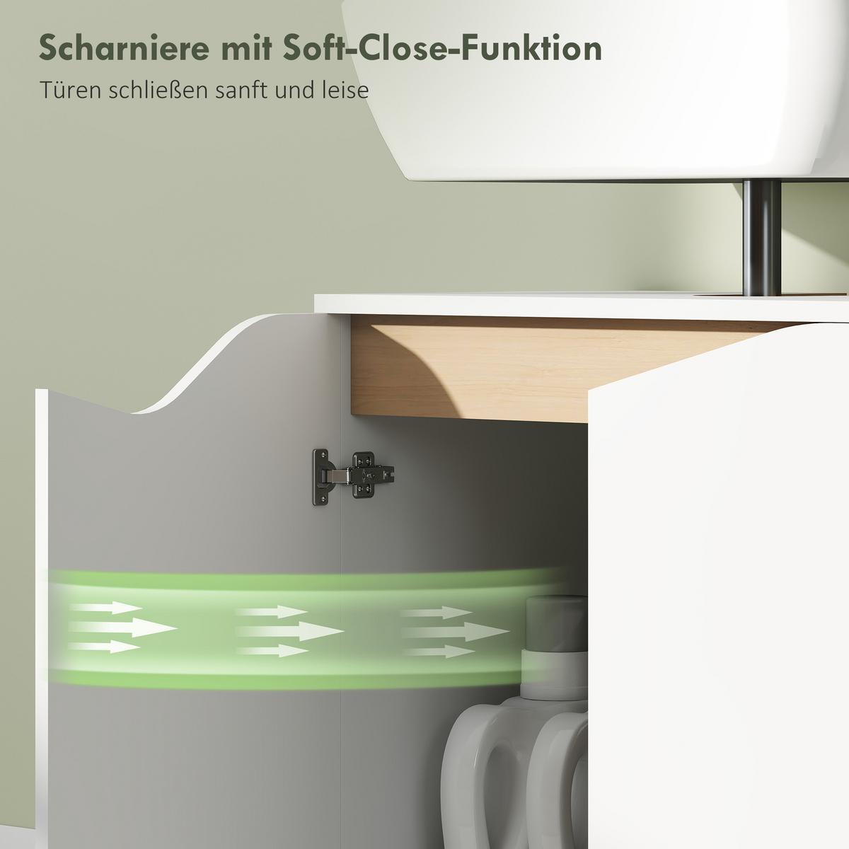 WASCHBECKENUNTERSCHRANK Spanplatte MDF Weiß - Weiß, Holzwerkstoff (35/57.9/60cm) - HOMCOM
