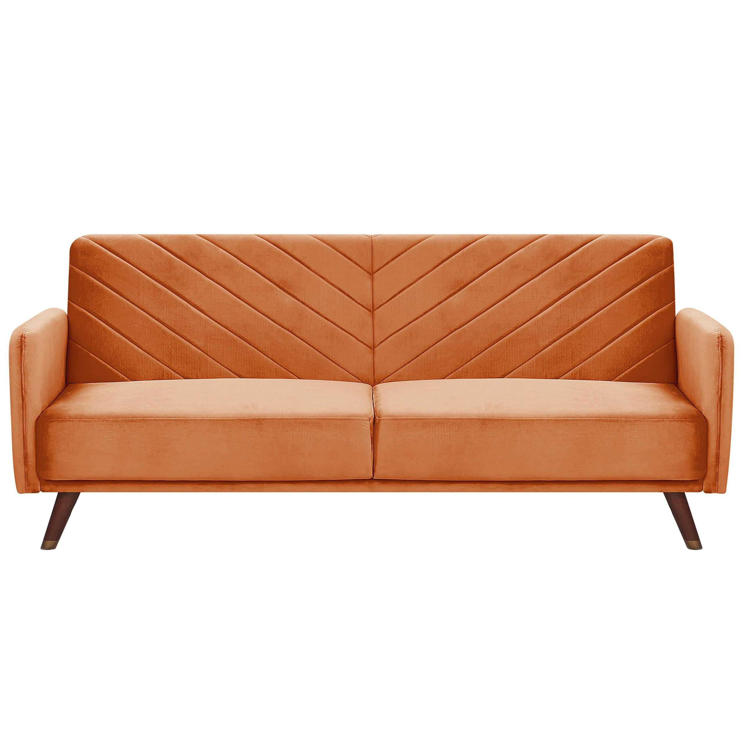 3-SITZER-SCHLAFSOFA Samtstoff Orange Senja - Orange, Textil (200/87/95cm) - Beliani