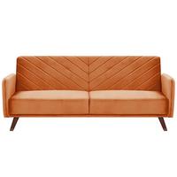 3-SITZER-SCHLAFSOFA Samtstoff Orange Senja - Orange, Textil (200/87/95cm) - Beliani