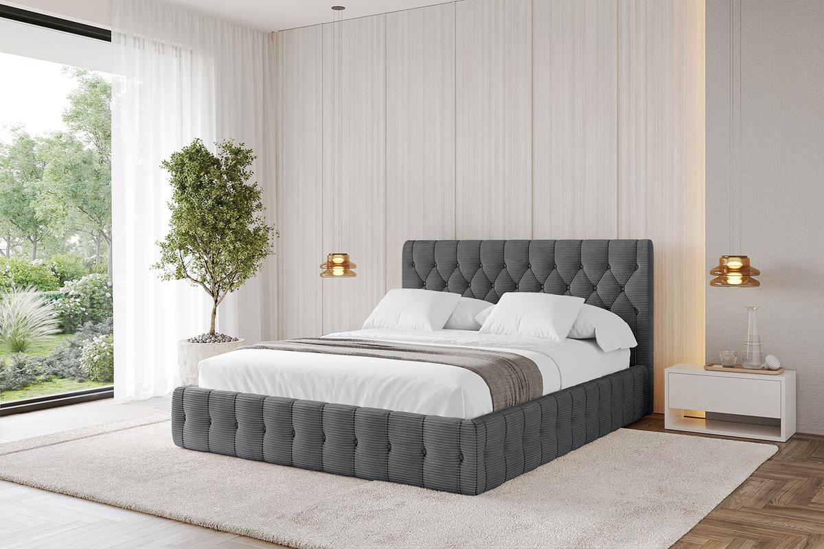 POLSTERBETT mit Bettkasten und Lattenrost, Bett mit Matratze H3/H4 - LARO 180x200 Dunkelgrau - Anthrazit, Holzwerkstoff/Textil (180/200cm) - ALTDECOR