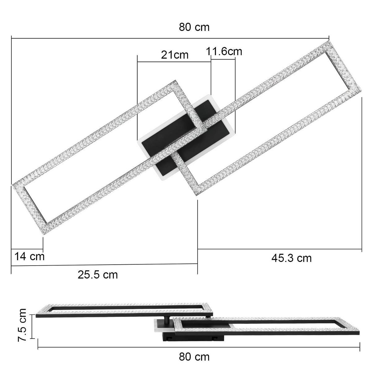 LED-DECKENLEUCHTE Kranzwacht 25.5/7.5/80.0 cm - Schwarz, Glas (80/25.5/7.5cm) - ZMH