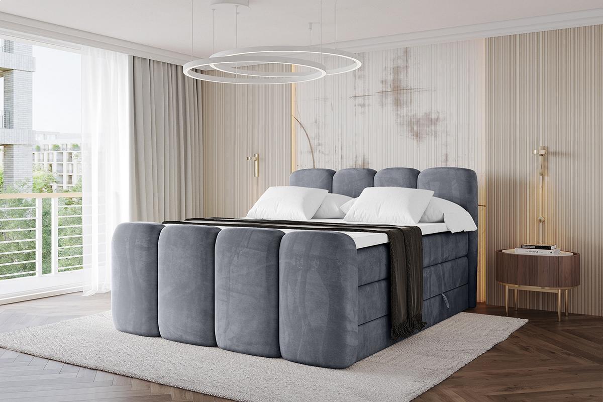 BOXBETT mit Matratze H3|H4 und Lattenrost - NINA-Z KING - 180x200 cm Casablanca - Grau - Anthrazit, Holzwerkstoff (180/200cm)