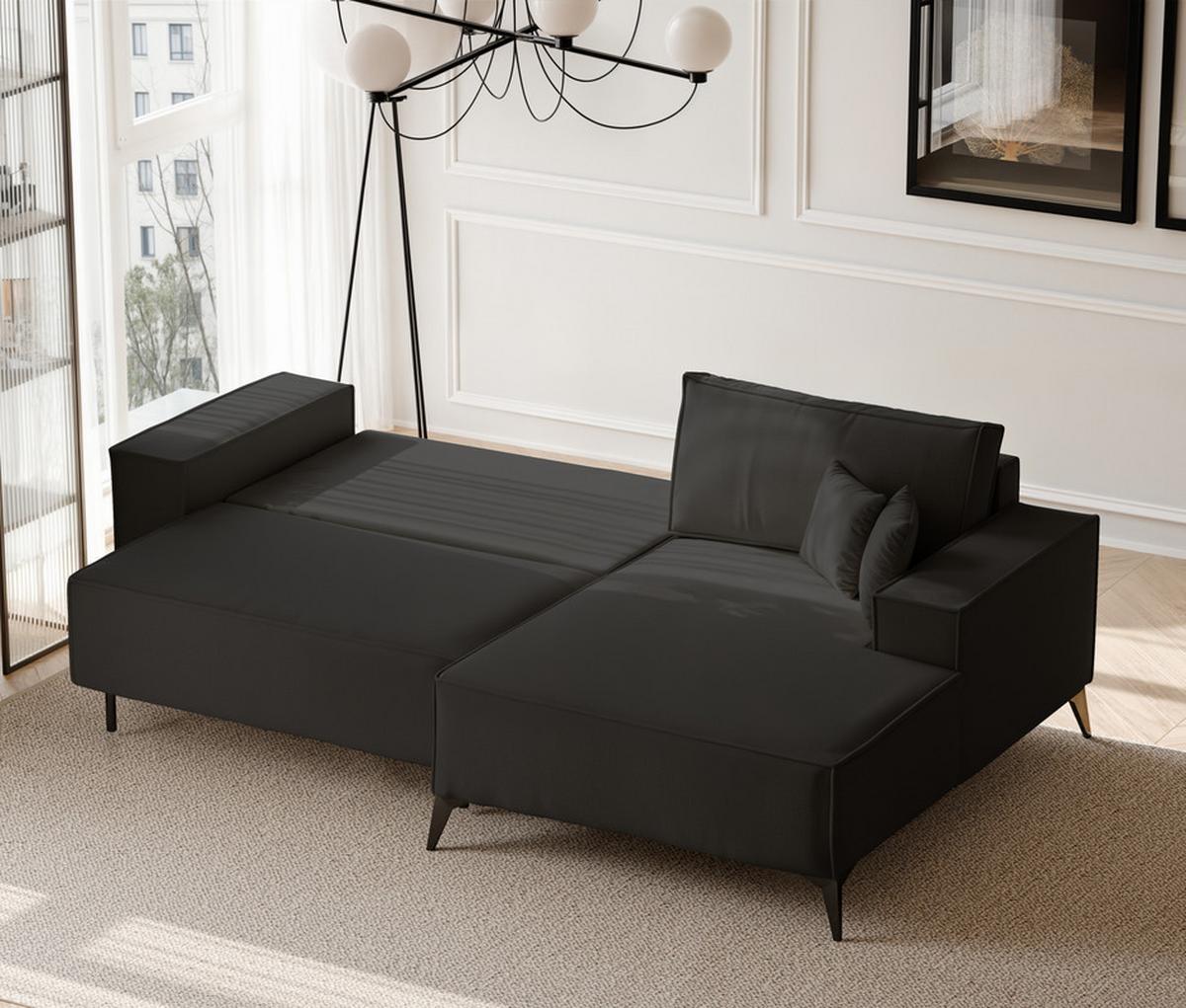 ECKSOFA OTIS Links, mit Schlaffunktion und Bettkasten, Anthrazit - Anthrazit, Textil/Metall (294/185cm) - Idohome