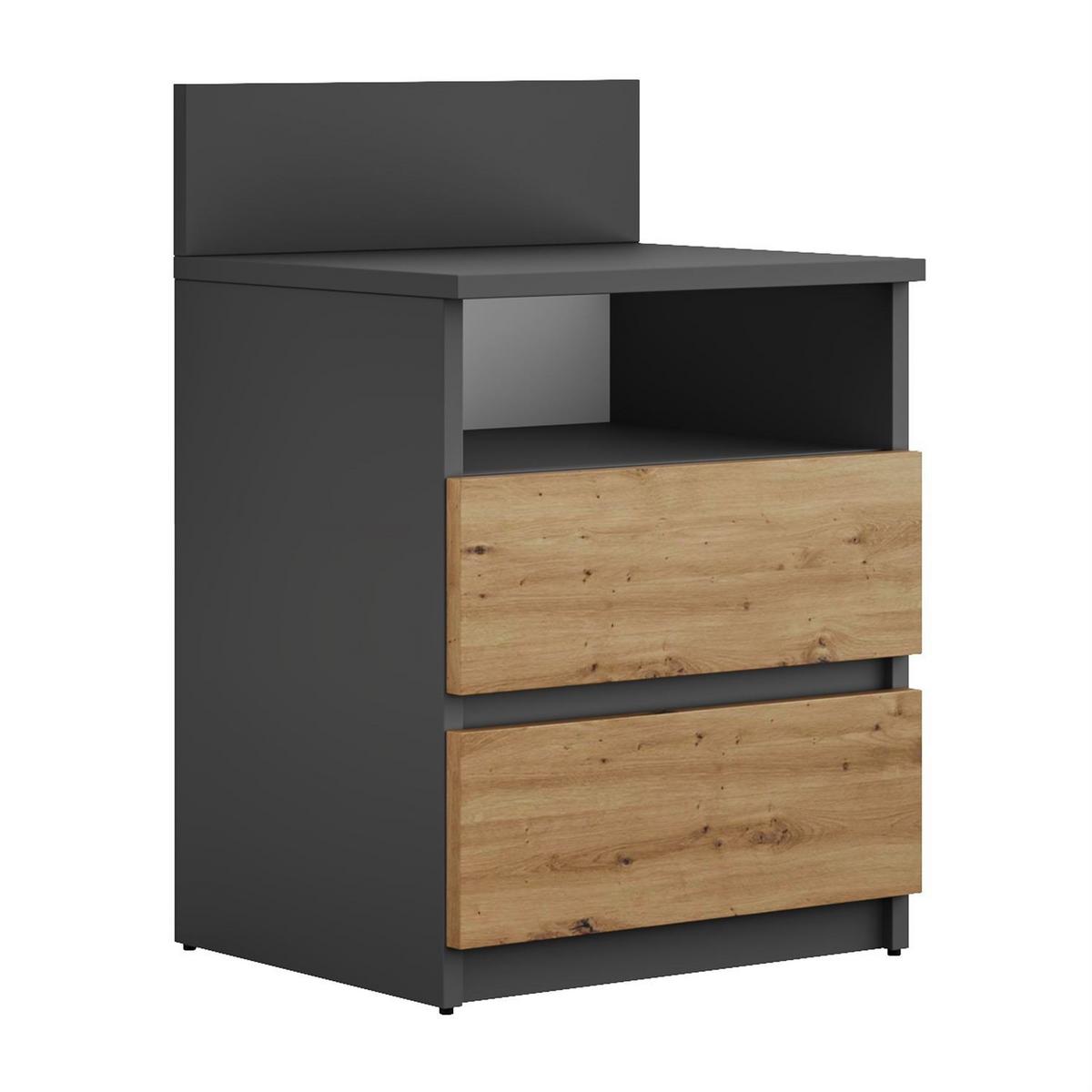 NACHTTISCH HANA M1 Artisan Eiche / Anthrazit - Eiche Artisan, Holzwerkstoff (40/59/32cm) - Lookway
