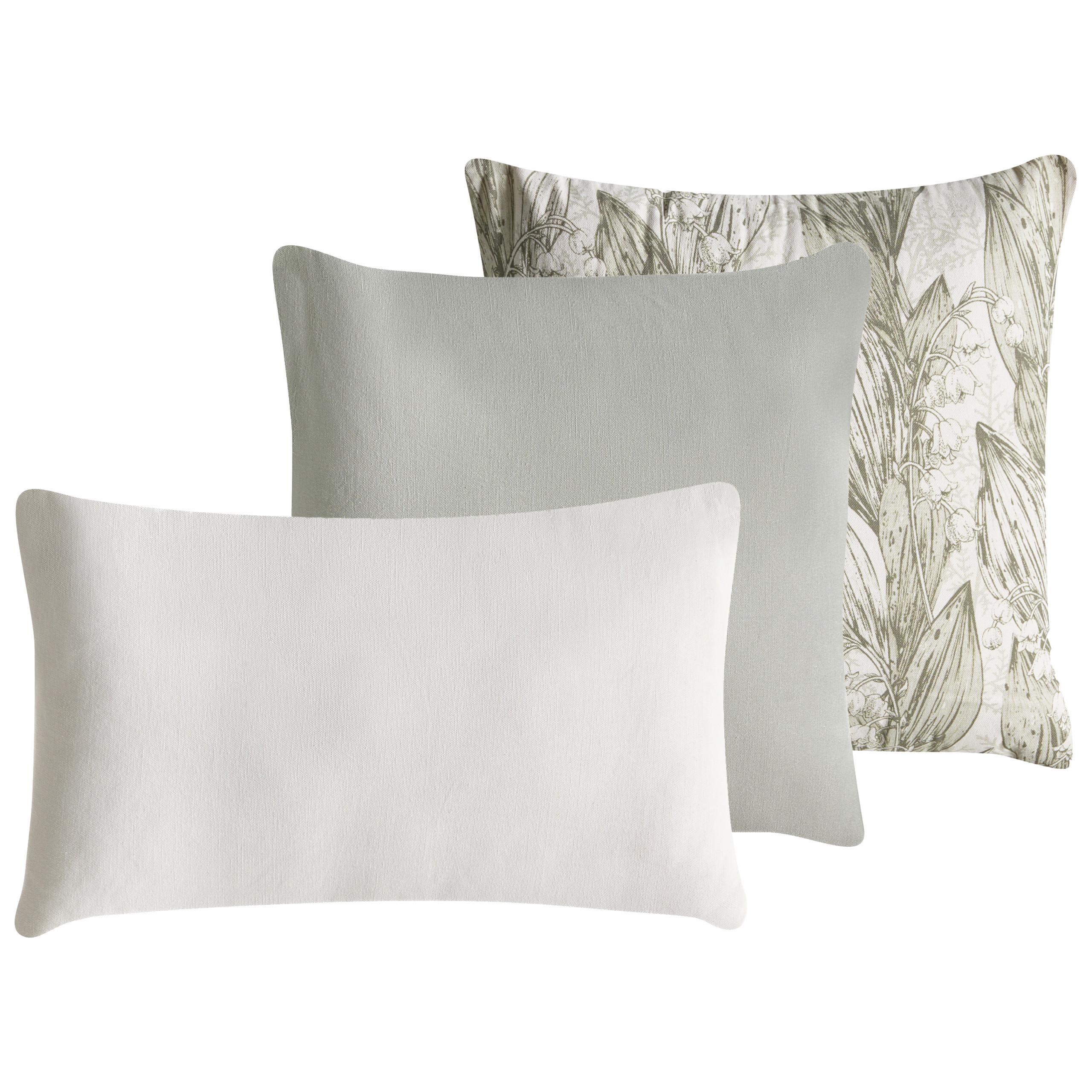 DEKOKISSEN 3er-Set Weiß 30/50 cm Xylopia - Weiß, Textil (45/45cm) - Beliani