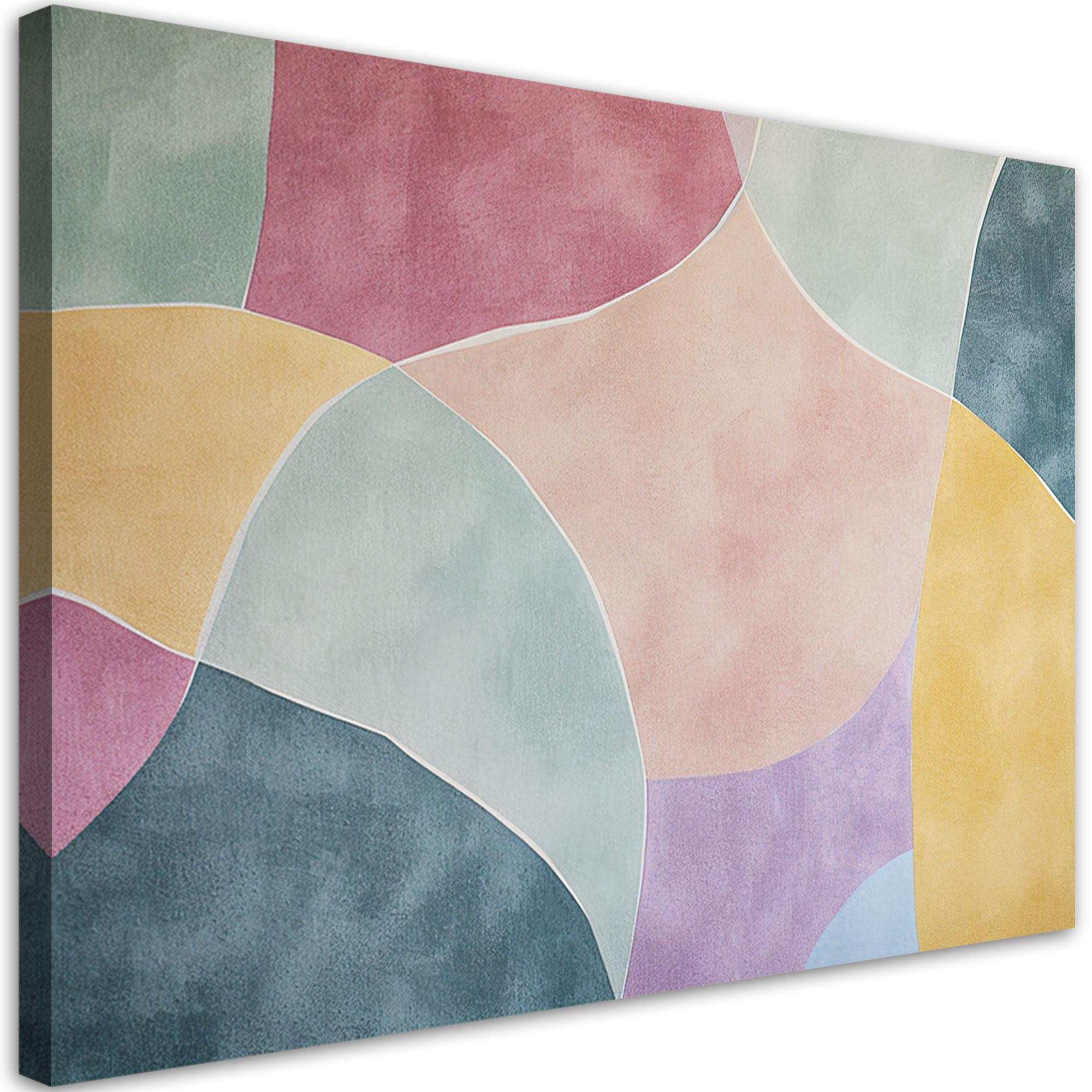 LEINWANDBILD Pastell Retro Abstraktion 120x80cm - Multicolor, Textil (120/80cm) - Feeby