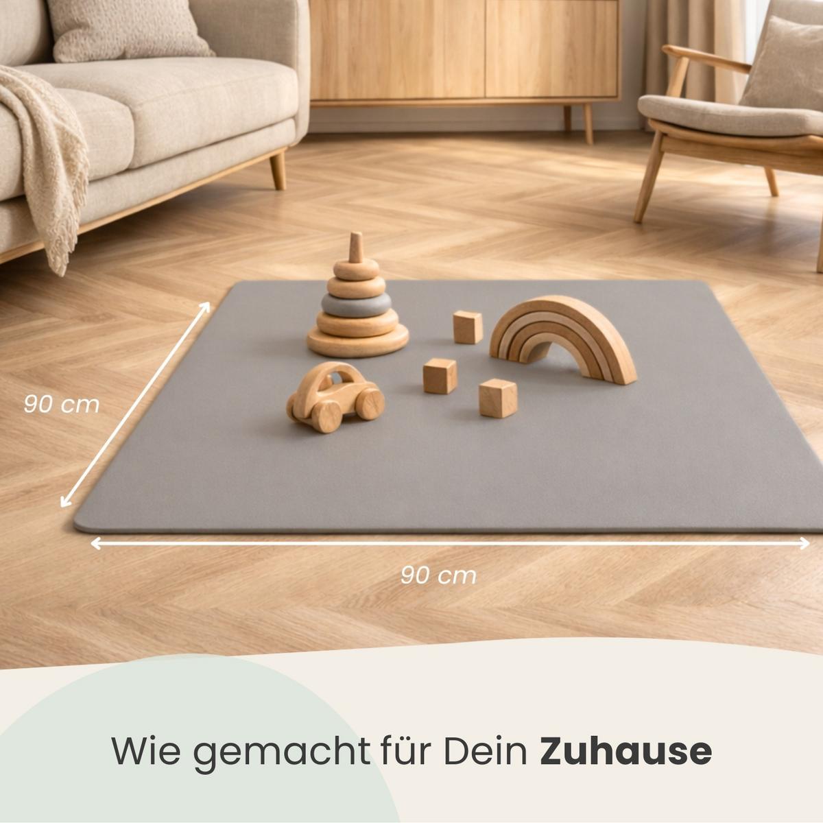 SPIELMATTE mit Rand - 90/90/1 cm Puzzlematte Grau - Grau, Kunststoff (30/30cm) - Littletom