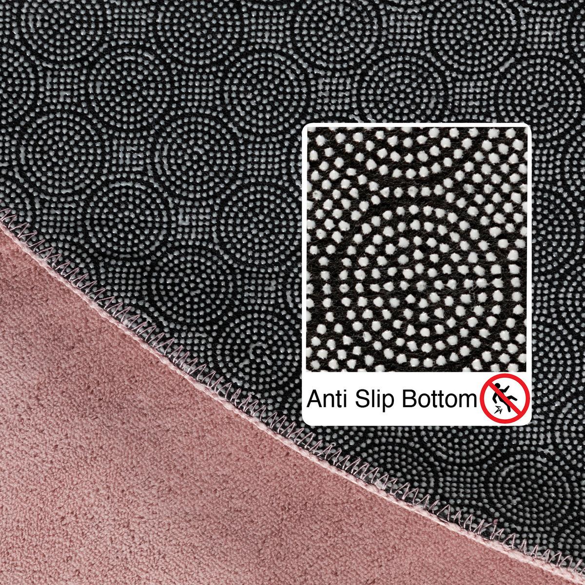 TEPPICH Kurzflor Waschbar LECH in Rosa, einfarbig, Ø 120 cm - Rosa, Textil (120/120cm) - KADIMA DESIGN