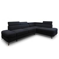 ECKSOFA AVISE Q R-S Schwarz Boucle-Stoff mit Schlaffunktion - Schwarz, Holzwerkstoff/Textil (268/195cm) - MASSENO