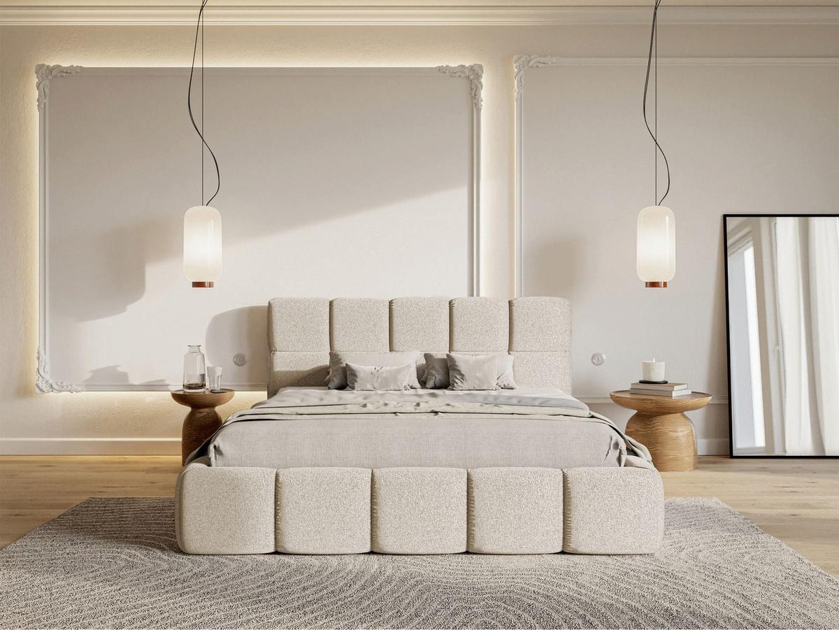 POLSTERBETT Cloudy Hellbeige Chenille, 120x200 cm - Ecru/Schwarz, Kunststoff/Textil (120/200cm) - Selsey