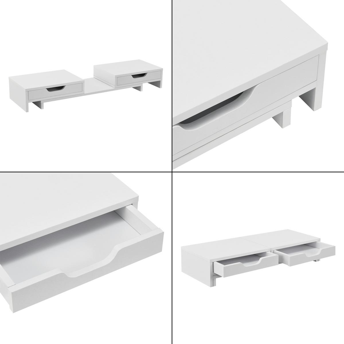 MONITORSTÄNDER Marttila - Weiß, Holzwerkstoff (22/60/11cm) - [en.casa]