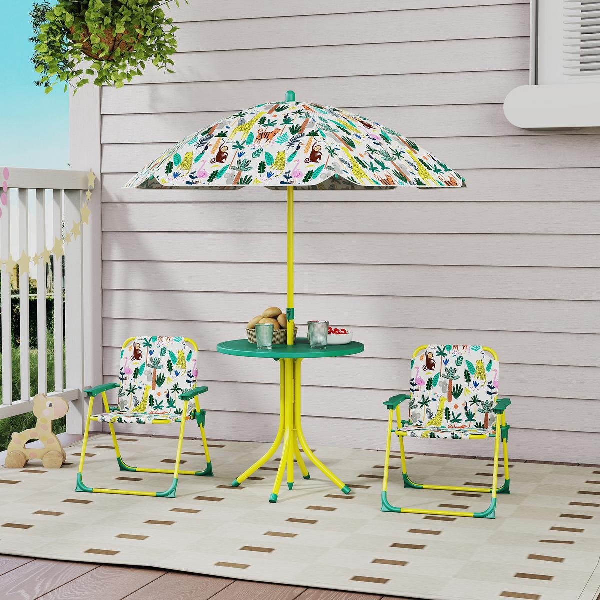 KINDER-GARTENMÖBEL Stahl Kunststoff Grün - Grün, Textil/Metall - AIYAPLAY