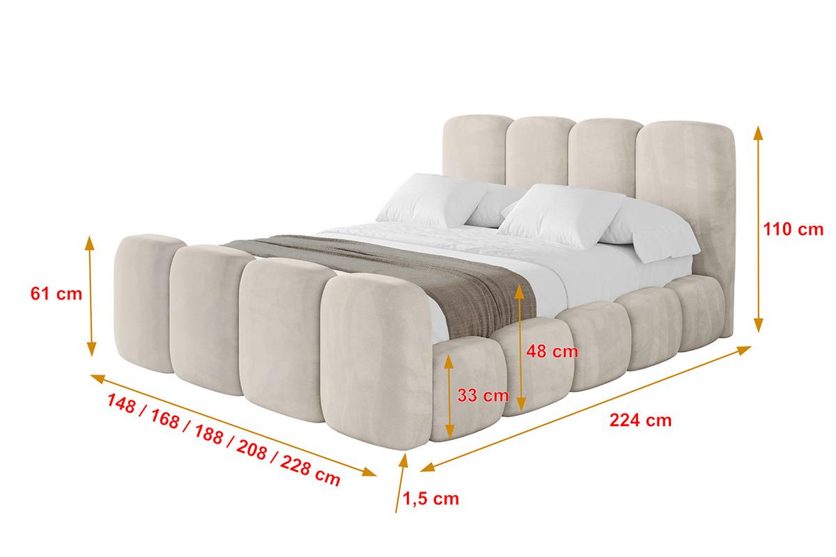 POLSTERBETT mit Bettkasten, Fußteil und Lattenrost, Boxbett ohne Matratze - KALA-Z 140x200 Beige - Beige, Holzwerkstoff/Textil (140/200cm) - ALTDECOR