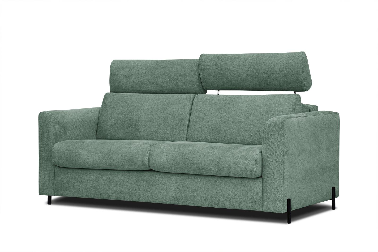 SOFA MEZO 3-Sitzer mit Schlaffunktion, grün - Schwarz/Grün, Holz/Textil (232/90/107cm) - Wozimo
