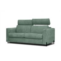SOFA MEZO 3-Sitzer mit Schlaffunktion, grün - Schwarz/Grün, Holz/Textil (232/90/107cm) - Wozimo