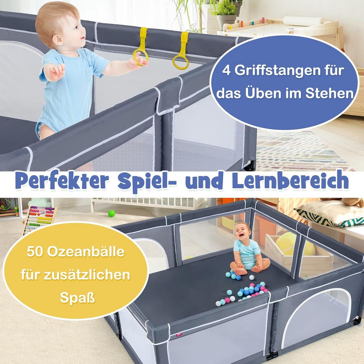LAUFSTALL 68cm Grau - Grau, Kunststoff (206/186cm) - COSTWAY