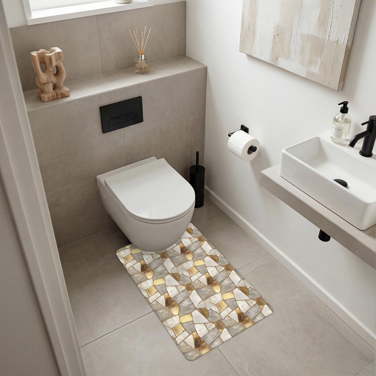 WC-VORLEGER Mosaik - Marmor - Gold WC Teppich 50x80 cm - Champagner, Textil (50/1cm) - OnlyWow