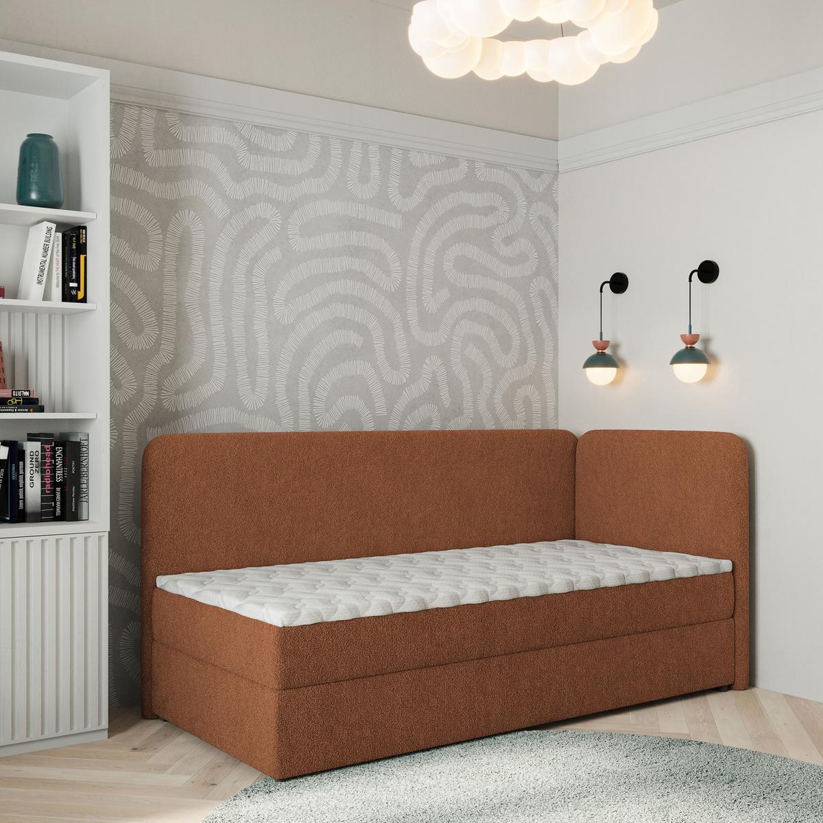 BOXBETT GINA 90x200 cm mit Matratze und Topper, H2+H3 - Kupferfarben - Kupferfarben, Holz (90/200cm) - MASSENO
