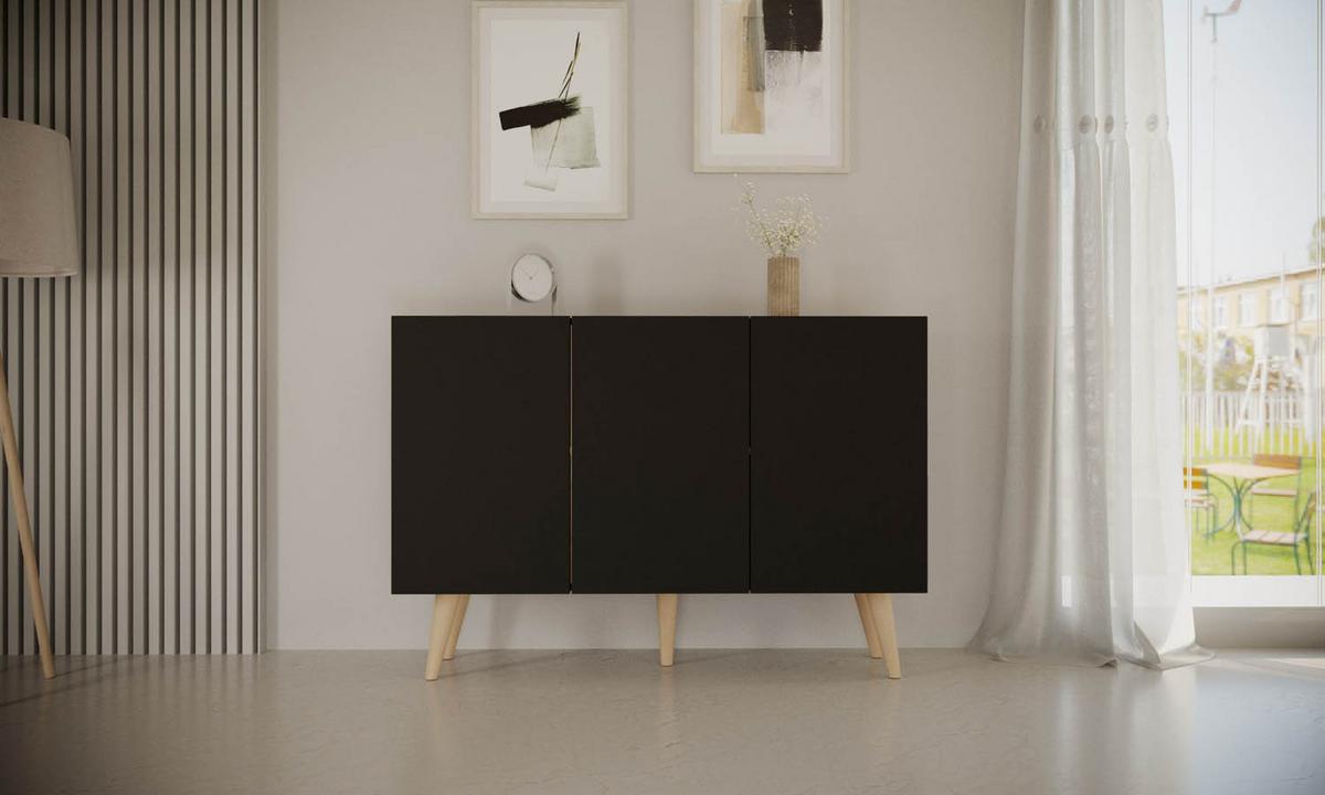 SIDEBOARD Ivy 120/95/40 cm in Schwarz - Hellbraun/Schwarz, Holz/Holzwerkstoff (120/95.5/39.9cm) - WFL GROUP