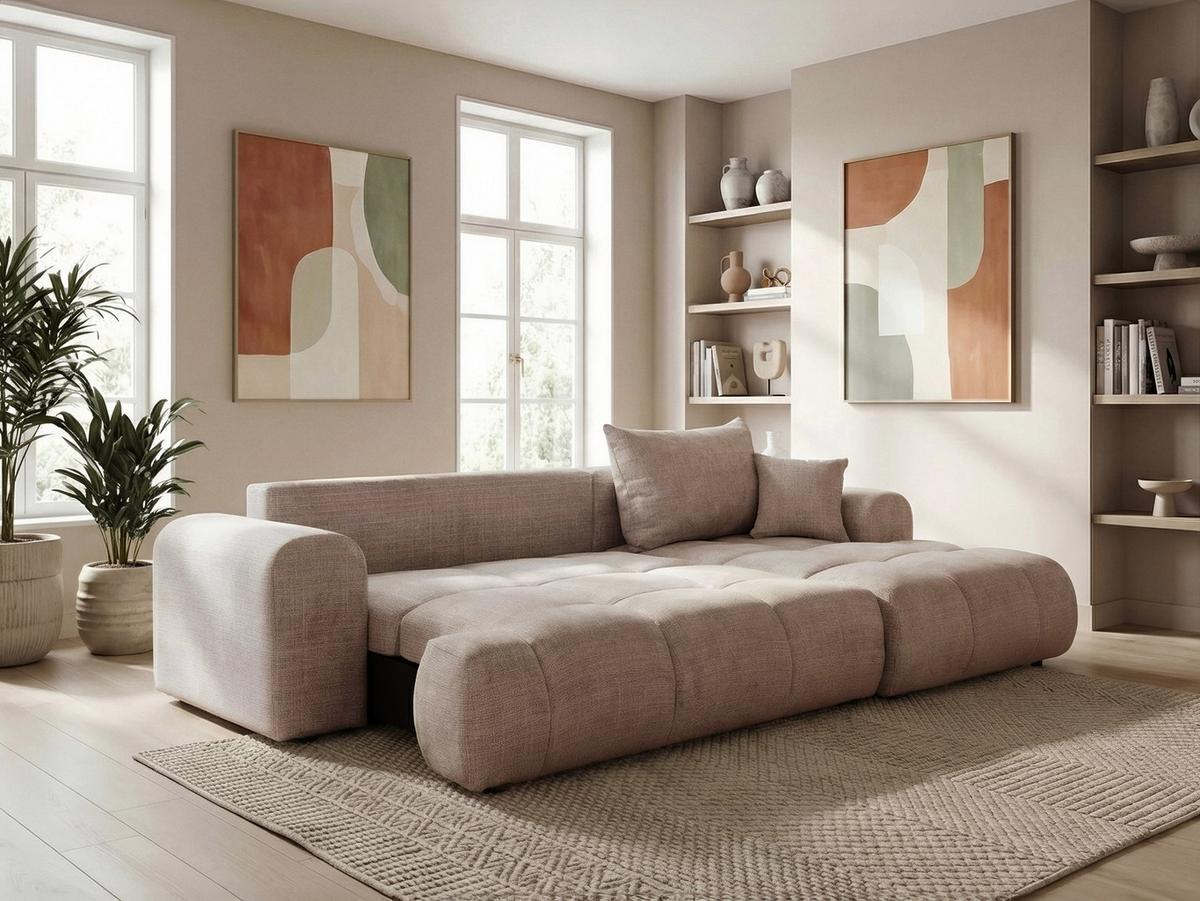 ECKSOFA MILANO Rechts mit Schlaffunktion und Bettkasten Grau-Braun - Graubraun, Kunststoff/Textil (265/145cm) - Idohome