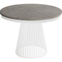 ESSTISCH Naro rund ausziehbar mit Weißem Lamellen-Metallgestell, Beton-Optik Dunkelgrau 100-180/100/76 cm - Dunkelgrau/Weiß, Holzwerkstoff/Metall (100/176/76cm) - WFL GROUP