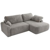 ECKSCHLAFSOFA CUBO L Hellgrau Plüsch - rechts - Hellgrau/Schwarz, Kunststoff/Textil (187/273cm) - MKS