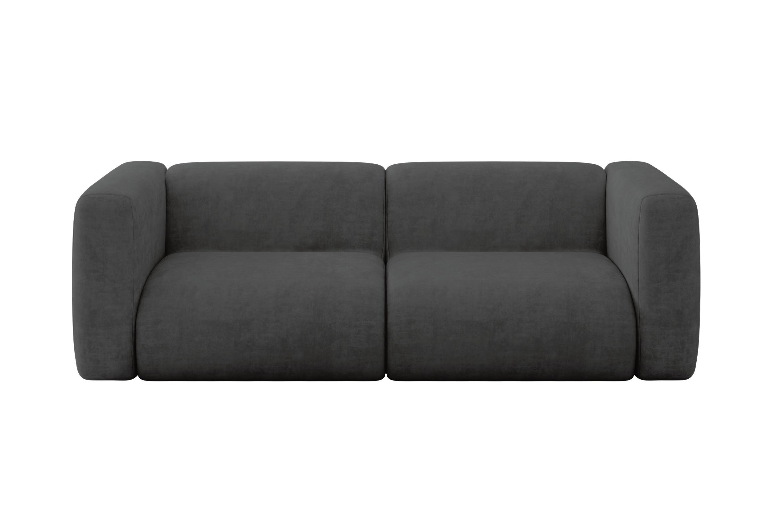 MODULARES Sofa 2-SITZER MIRA-S1 228x89x70 Dunkelgrau cm Velours - Dunkelgrau/Schwarz, Holzwerkstoff/Kunststoff (228/70/89cm) - ALTDECOR