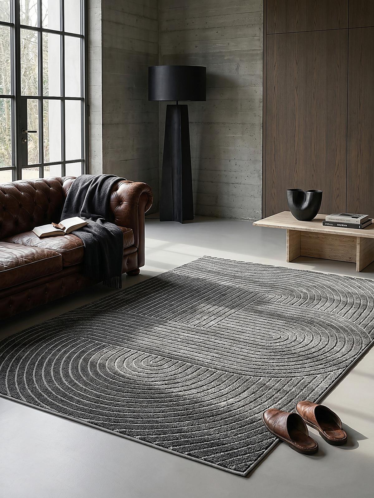 TEPPICH Outdoor Geometrisch MEZEN Polypropylen Anthrazit 120 x 160 cm - Anthrazit, Textil (120/160cm) - KADIMA DESIGN