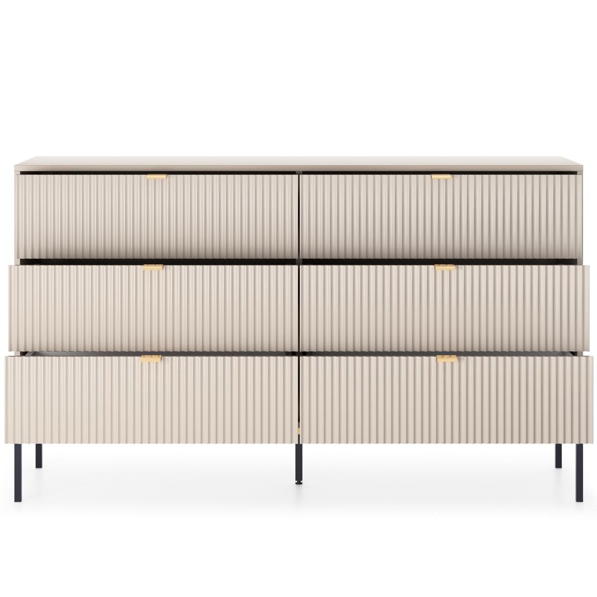 SIDEBOARD STELLARE 154/91/39cm mit 6 Schubladen Kaschmir - Kaschmir/Goldfarben, Holzwerkstoff (154/91/39cm) - MASSENO