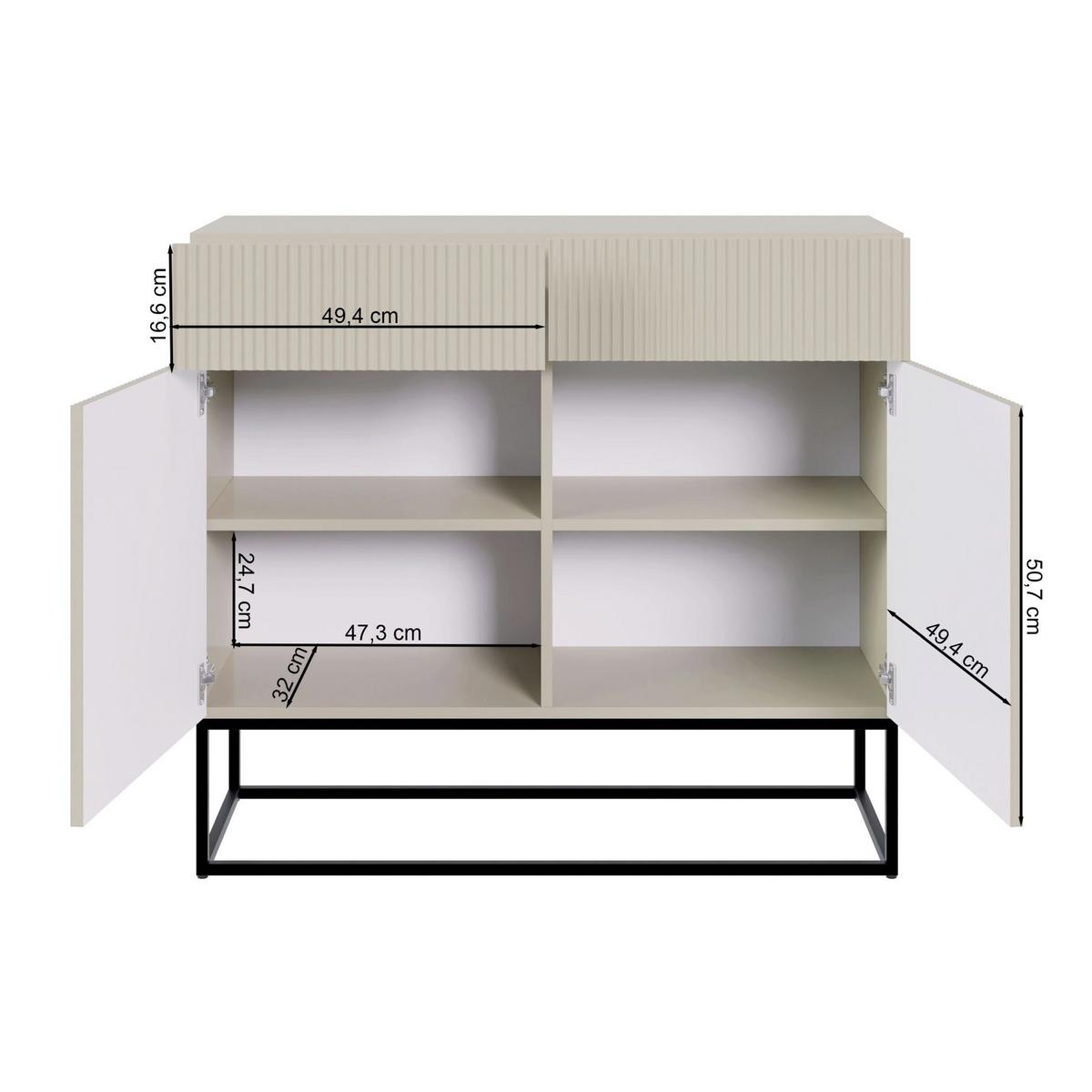 KOMMODE Veldio Schwarz mit goldenem Metallgestell 100 cm - Goldfarben/Schwarz, Holzwerkstoff/Metall (100/90/38cm) - Selsey