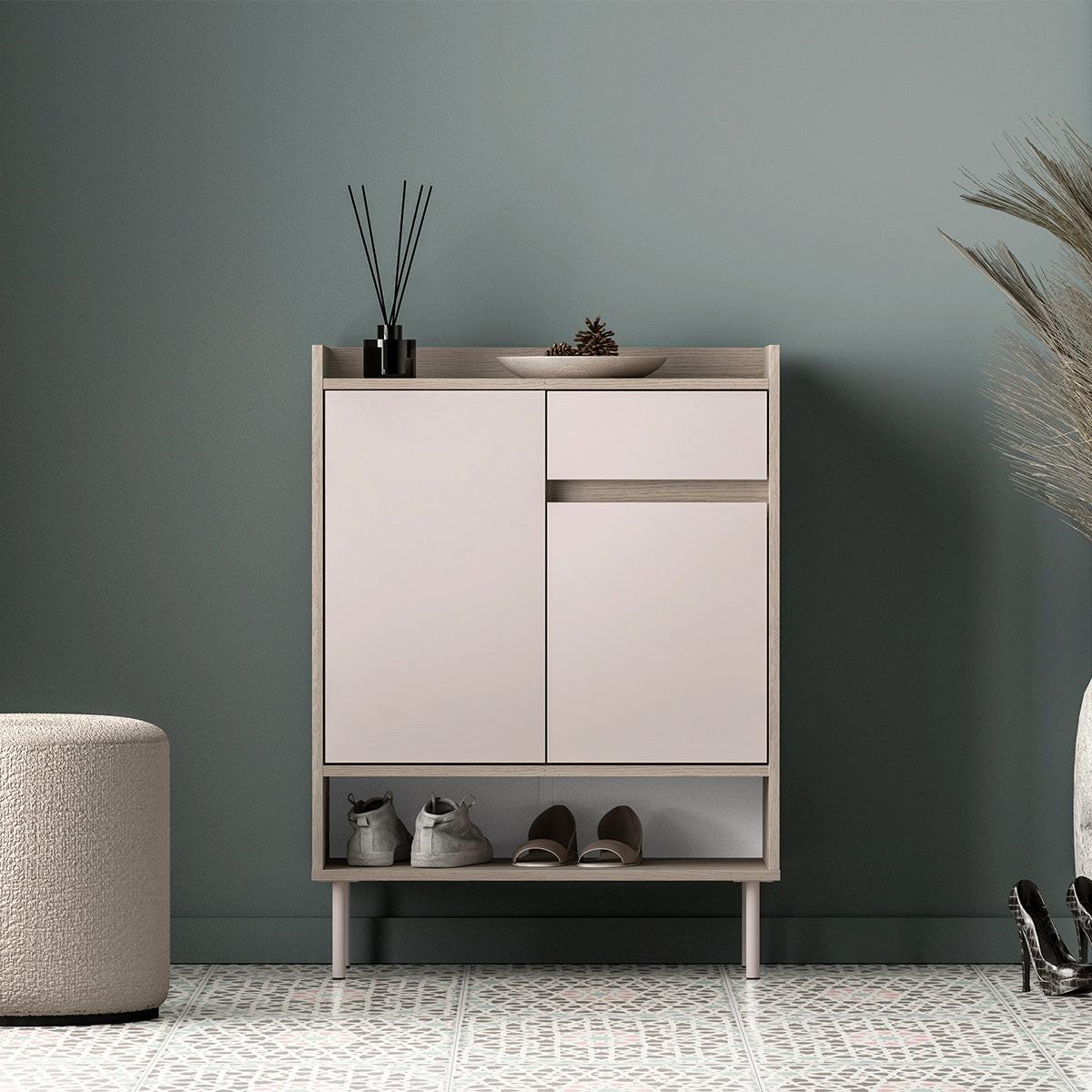 SCHUHMÖBEL Alos Kaschmir und Holz - Beige, Holzwerkstoff (70/95/34cm) - Petits-meubles