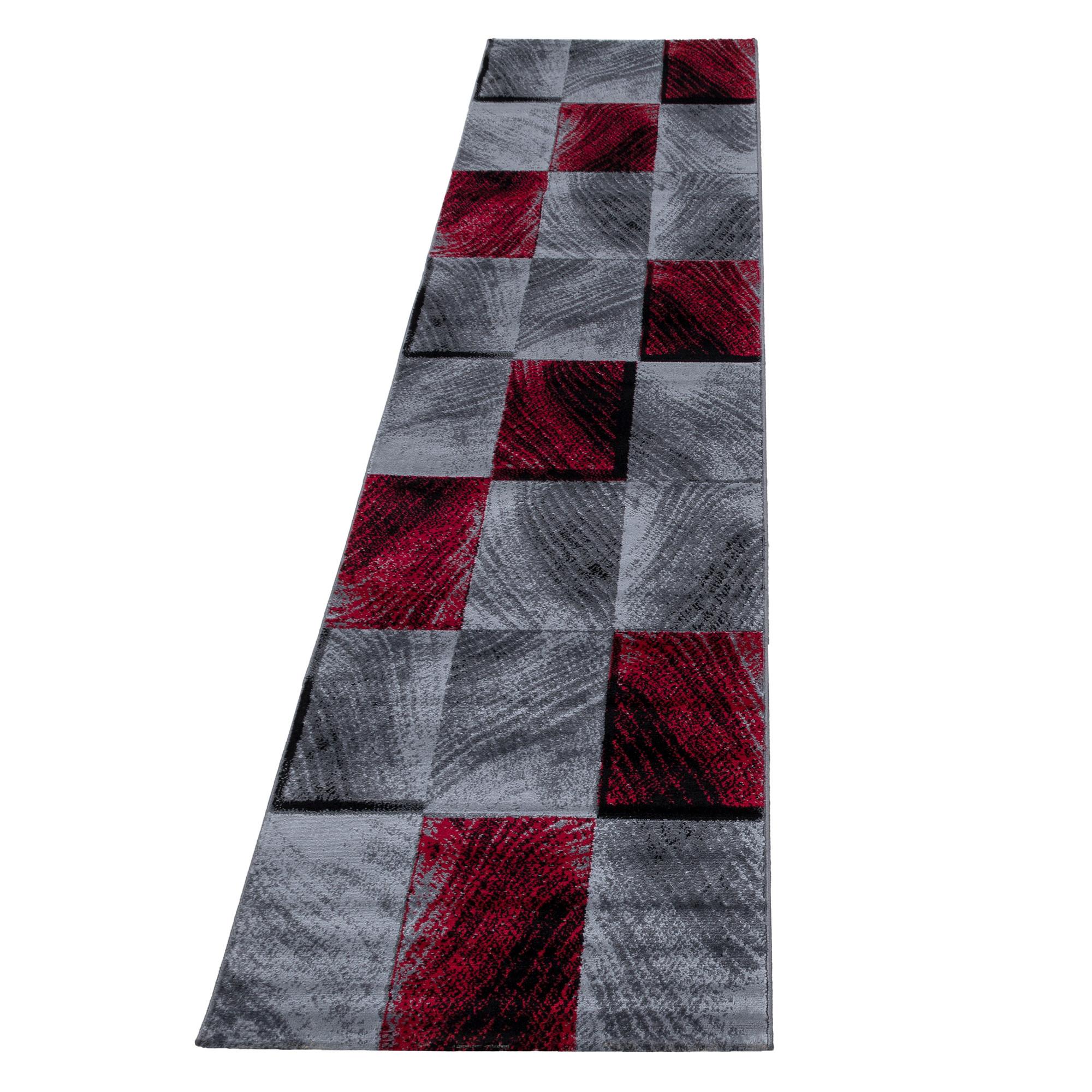TEPPICH Kurzflor INN in Rot, kariert, 80 x 300 cm - Rot, Textil (300/80cm) - KADIMA DESIGN