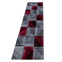 TEPPICH Kurzflor INN in Rot, kariert, 80 x 300 cm - Rot, Textil (300/80cm) - KADIMA DESIGN