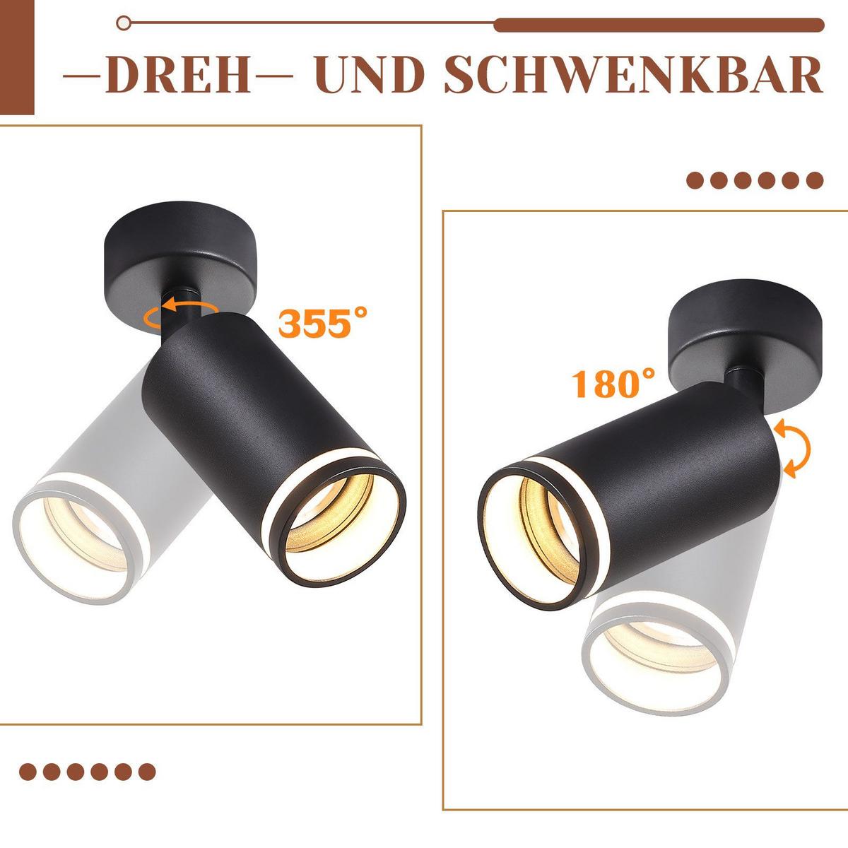 DECKENSTRAHLER Salzuflen 1-flammig 6/6/17 cm - Schwarz, Metall (6/6/17cm) - Nettlife